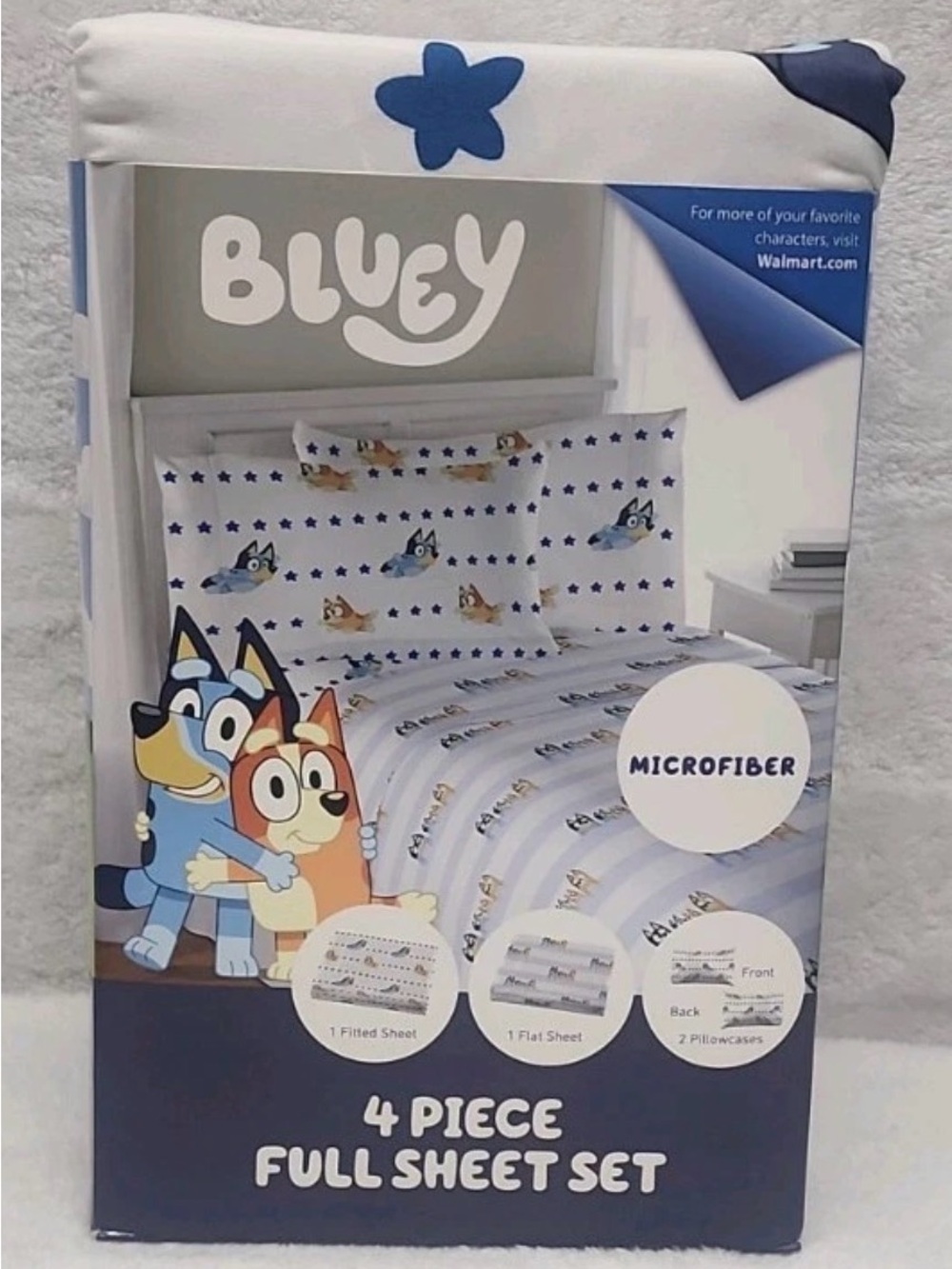 Bluey 4 Piece Full Sheet Set Microfiber Kids Bedding Blue Bingo
